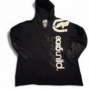 Ecko unltd xl men's black/white hoodie y2k EUc zip up